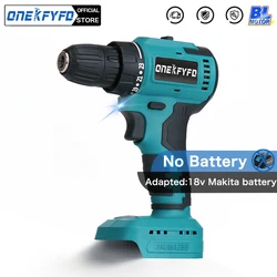 Electric Cordless Brushless Impact Drill Hammer Drill Screwdriver DIY Power Tool Rechargable Power Drill For Makita 18V Battery