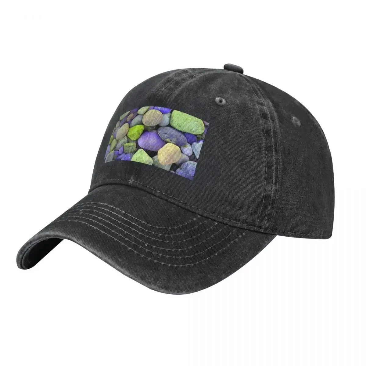 Green And Purple Space Pebbles, Digitally Altered Photograph Of Pebbles Baseball Cap Gentleman Hat Women's Men's