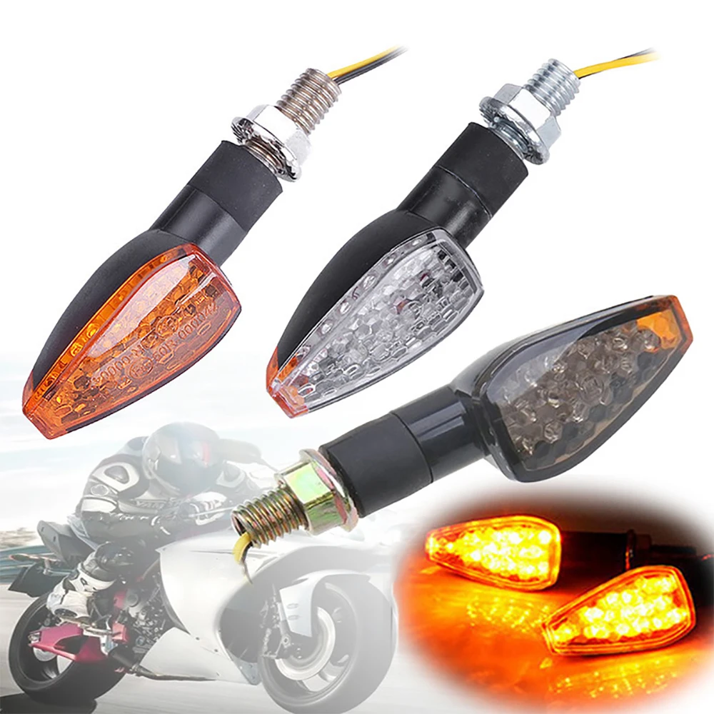 Intermitentes LED universales para motocicleta, larga y corta luz indicadora de señal de giro, luces intermitentes, accesorios, 2 unids/set