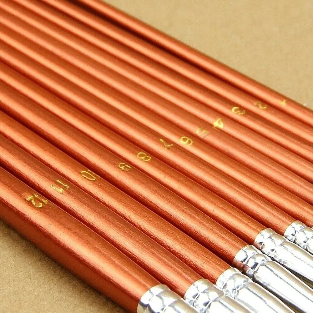 12pc/lot Fine Red Pearl Wooden Paint Acrylic Watercolor Oil Painting Artists Nylon Wool Brushes Set of Sclool Art Supplies image 6
