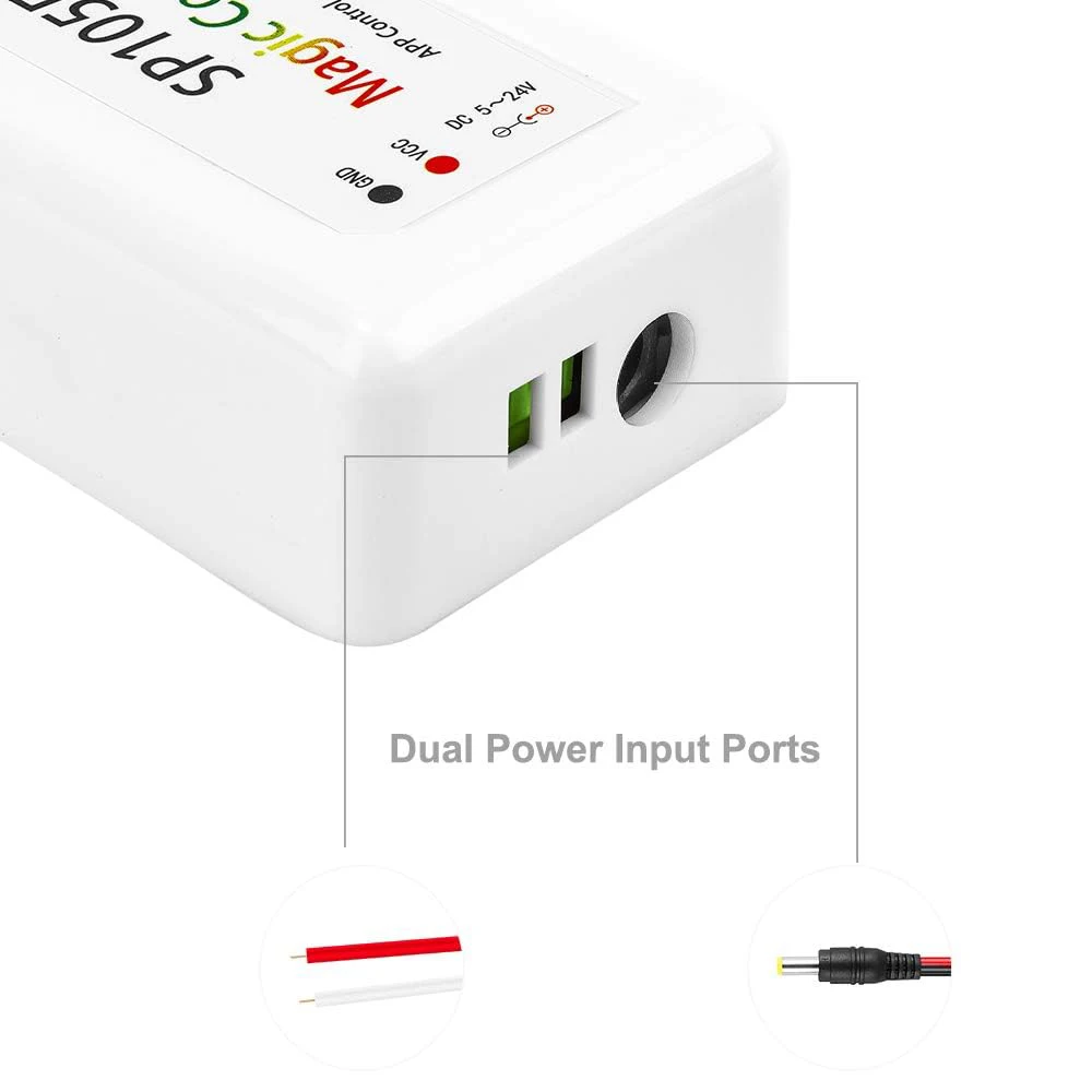 وحدة تحكم بلوتوث لاسلكية SP105E iOS/Android APP لـ WS2811 WS2812B WS2815 WS2813 WS2801 SK6812 WS2815 SK9822 APA102 إلخ