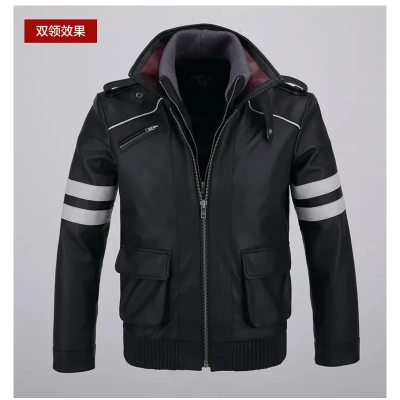 

Прототип игры Alex Mercer Куртка из искусственной кожи Зимнее пальто с двойным воротником! Костюмы для косплея на Хэллоуин для женщин/мужчин M-4XLa;3,v'5.t