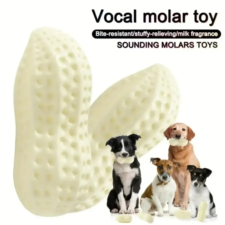 Divertidos juguetes chirriantes de goma para perros, mantequilla de maní para perros pequeños y medianos, juguetes para cachorros resistentes a mordeduras, juguete para masticar dientes limpios