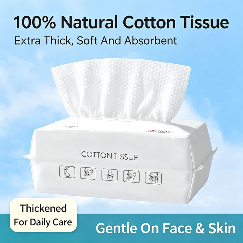 100pcs 100% Natural Cotton Disposable Face Towels Thick Face Towel Make Up Tissue Soft Facial Cleansing Cleanser Towelettes