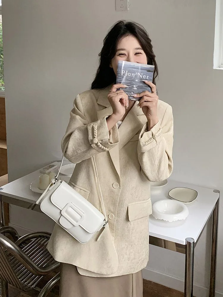 เสื้อสูทลำลองสไตล์จีนแบบใหม่ ไซส์ใหญ่พิเศษ 300 ปอนด์ ติดกระดุม แขนยาว ทรงหลวม สไตล์ตะวันตก เหมาะสำหรับฤดูใบไม้ร่วง  ใส่ได้หลากหลายโอกาส