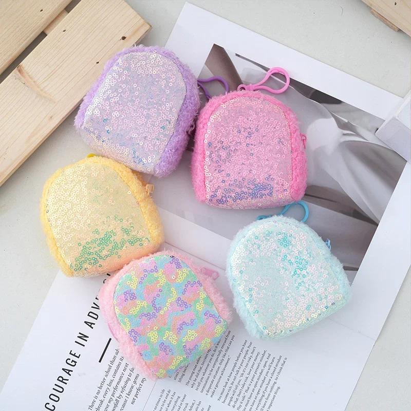 

Glitzy Sequin Glitter Small Backpack Fish Scale Coin Purse Mini Bead Cute Makeup Bag Earphone Storage Bag Card Bag