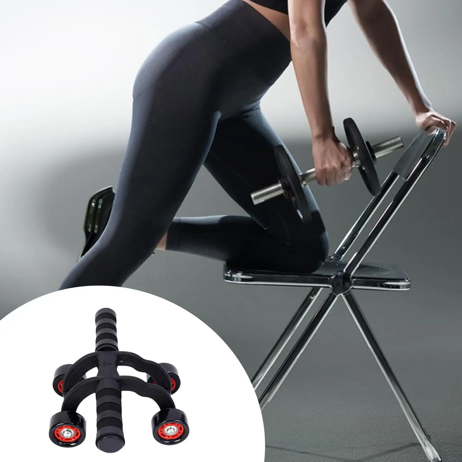 

4 Wheel Abdominal Exercise Roller, Core Strengthening Train, Portable Body Building Workout Equipment Training Equipment