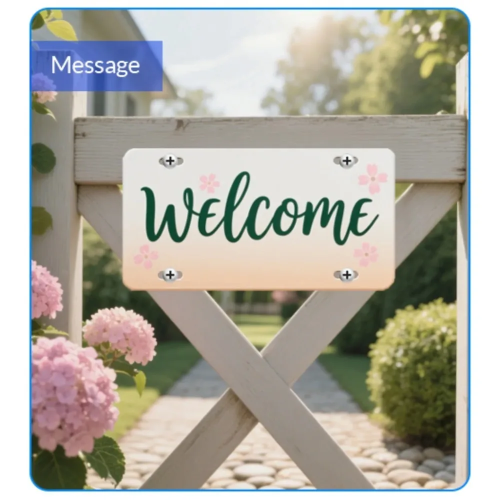 Custom License Plate With Your Own Photo Text Logo, 4 Pre‑Cut Holes Lightweight Wall Decor for Auto Bar Cafe Indoor Outdoor