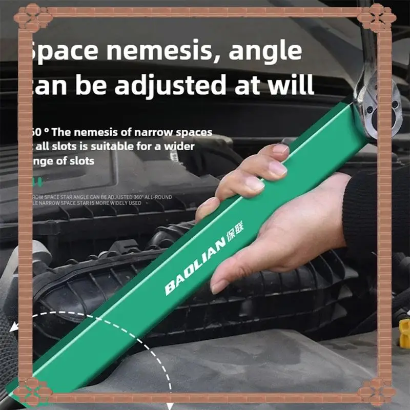 24-Stunden-Lieferung BAOLIAN Multifunktionales Dual-Head-Offset-Verlängerungsschlüssel-Werkzeug mit Antriebsadaptern, universelles Design für dicht