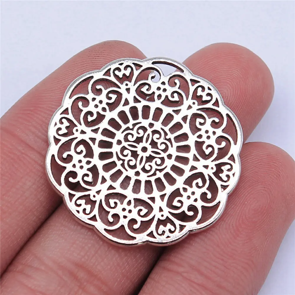 5pcs/lot Hollow Flower Pattern Charms For Jewelry Making Car Pendant