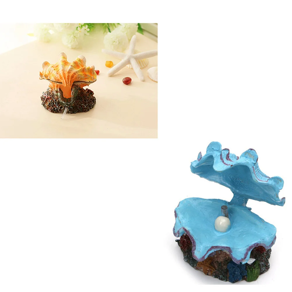 

2Pcs Sea Shell Bubble Stone Aquarium Air Bubble Ornament Automatic Open Close Resin Decor Fish Tank Scenery