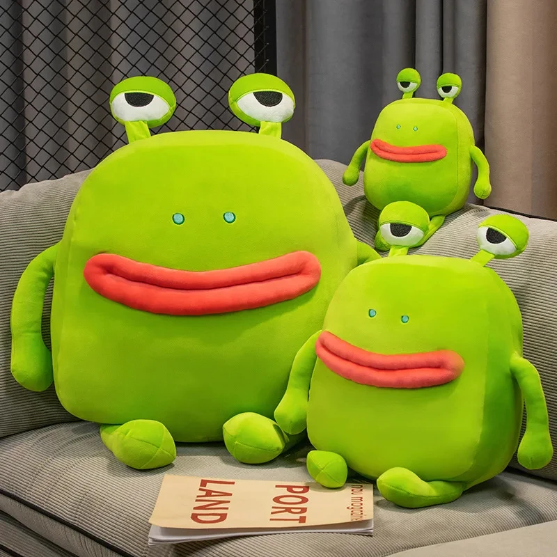 

25-65cm Funny Creative Sausage Mouth Green Frog Plush Toy Soft Stuffed Animal Frogs Plushies Throw Pillow Doll for Kids Gifts