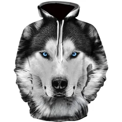 Spring and Autumn Men's Junior Wolf Hoodie Fashion 3D Wolf Printing Loose Streetwear 2021 Funny Animal Street Hip Hop Sweatshirt