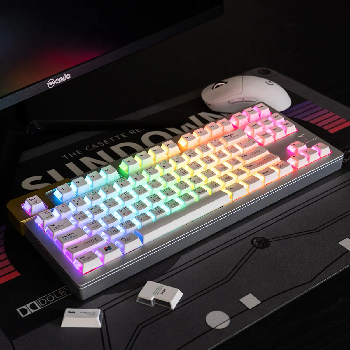 

Minimalist White Programmer Keycaps Dye-Sub Triple Side Transparent PBT+PC Keycaps For MX 61/64/75/84/96 Mechanical Keyboard