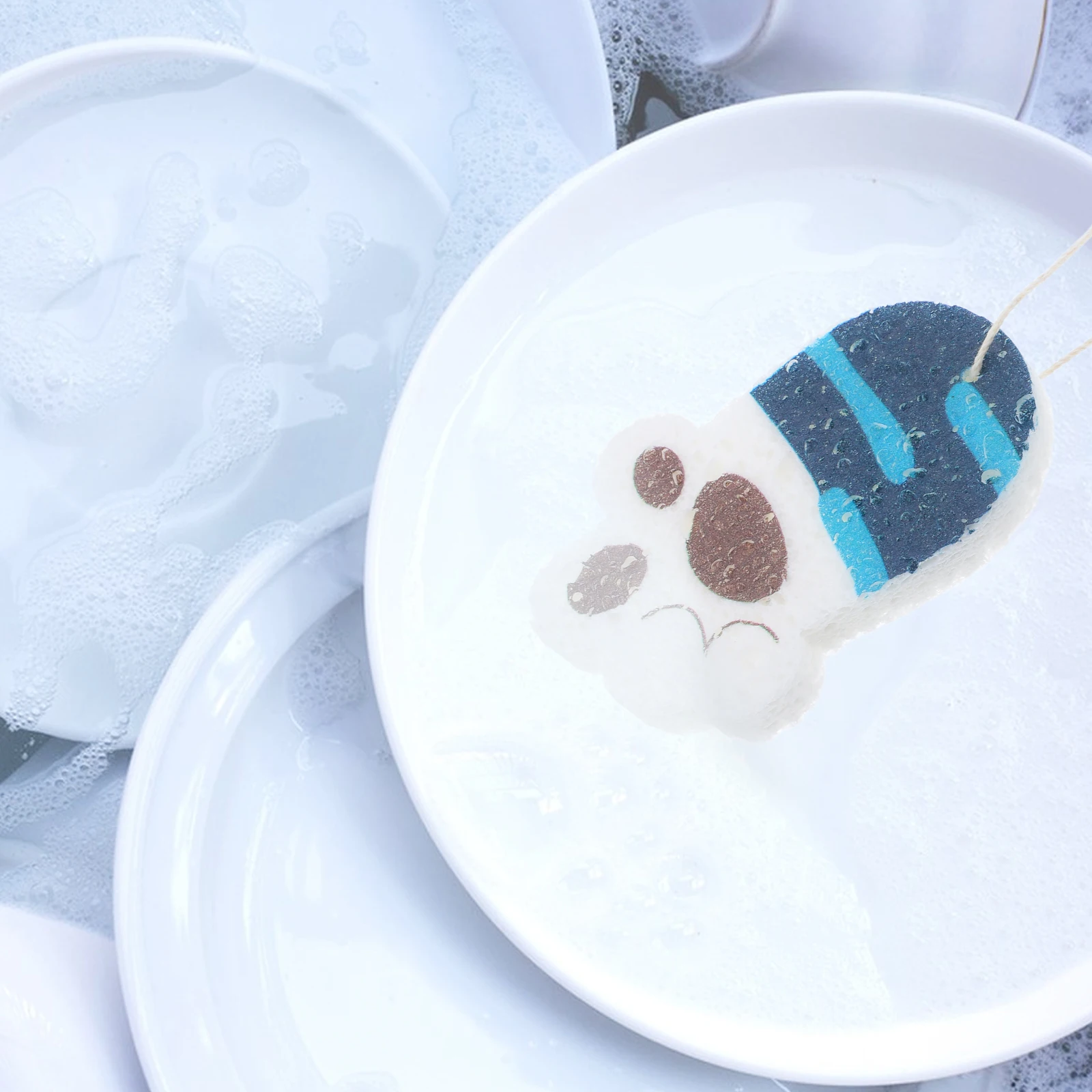 

4pcs Sponge Dish Sponges Cute Cat Paw Shaped Kitchen Cleaning Supplies Washable Absorbent Non Scratch Home Goods Scrubber