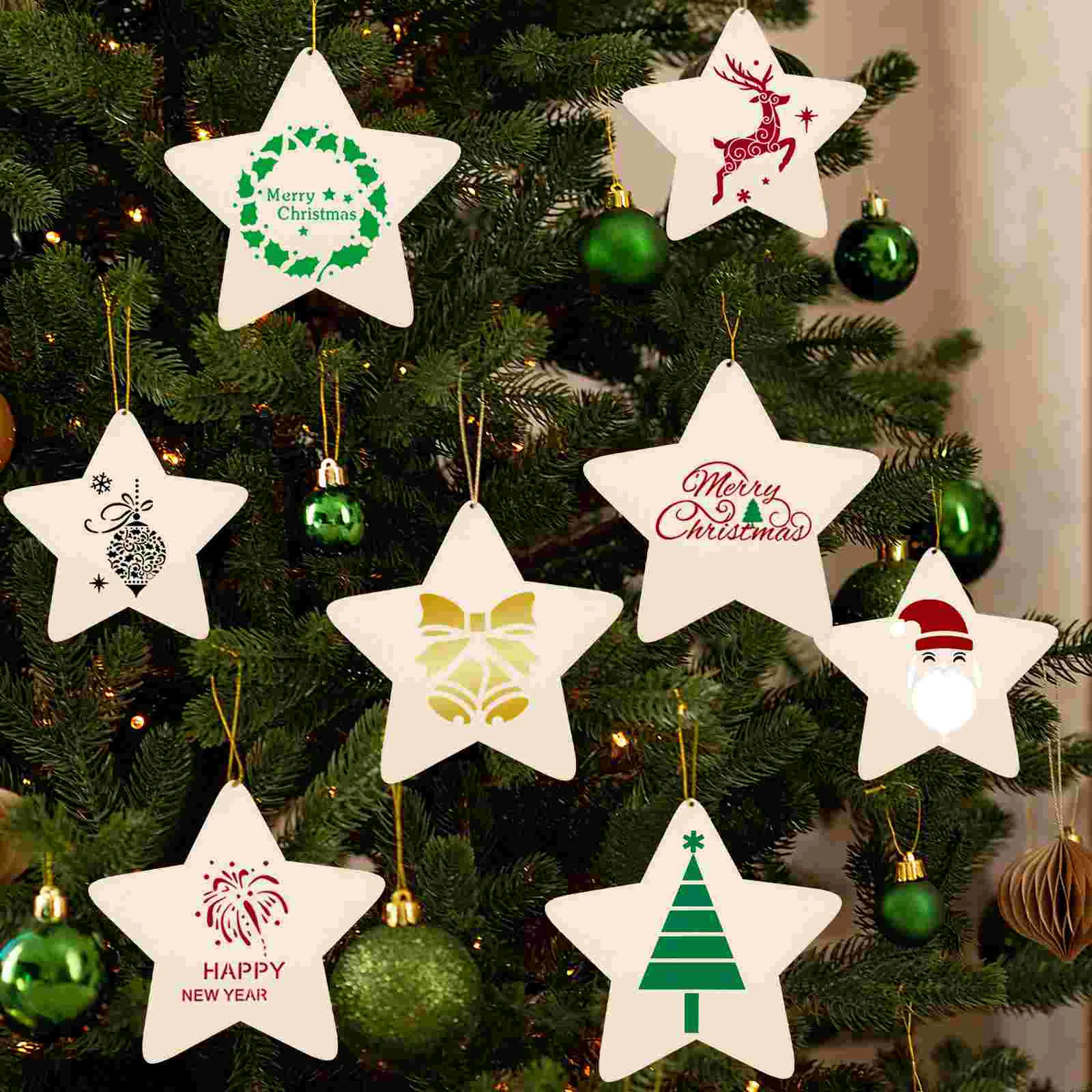 12 Pcs Painting Templates Drawing Christmas Decoration Stencils Tree Mold for Hand Account