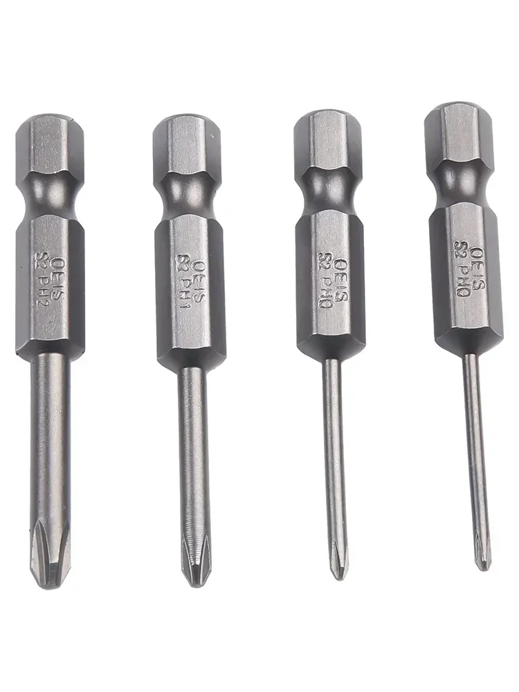 4pcs/set 50mm Cross Screwdriver Bits 1/4Inch Hex Shank Electric Driver Tools PH00 PH0 PH1 PH2 For Electric Drills