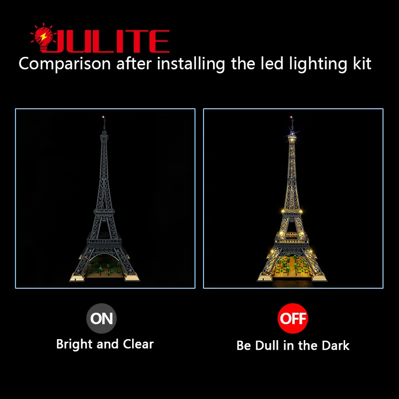 LED Light Kit For Creator Expert 10307 Eiffel Tower Buildings DIY Toys Set Only Lamp+Battery Box (Not Included Building Blocks)