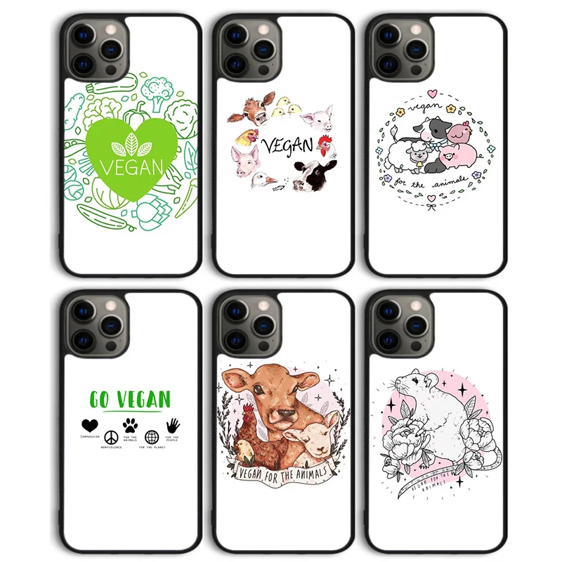 Vegan Love Animal Phone Case Back Cover for iPhone 16 15 SE2020 14 13 11 12 Pro Max mini XS XR X PlusS Shell Coque