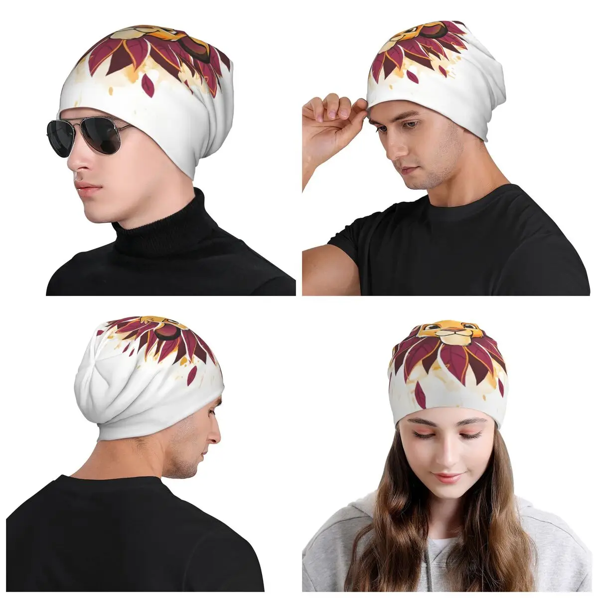 الأسد الملك سيمبا نمط Skullies Beanies قبعات للجنسين شتاء دافئ متماسكة قبعة المرأة موضة الكبار Kawaii الكرتون بونيه القبعات قبعة #6
