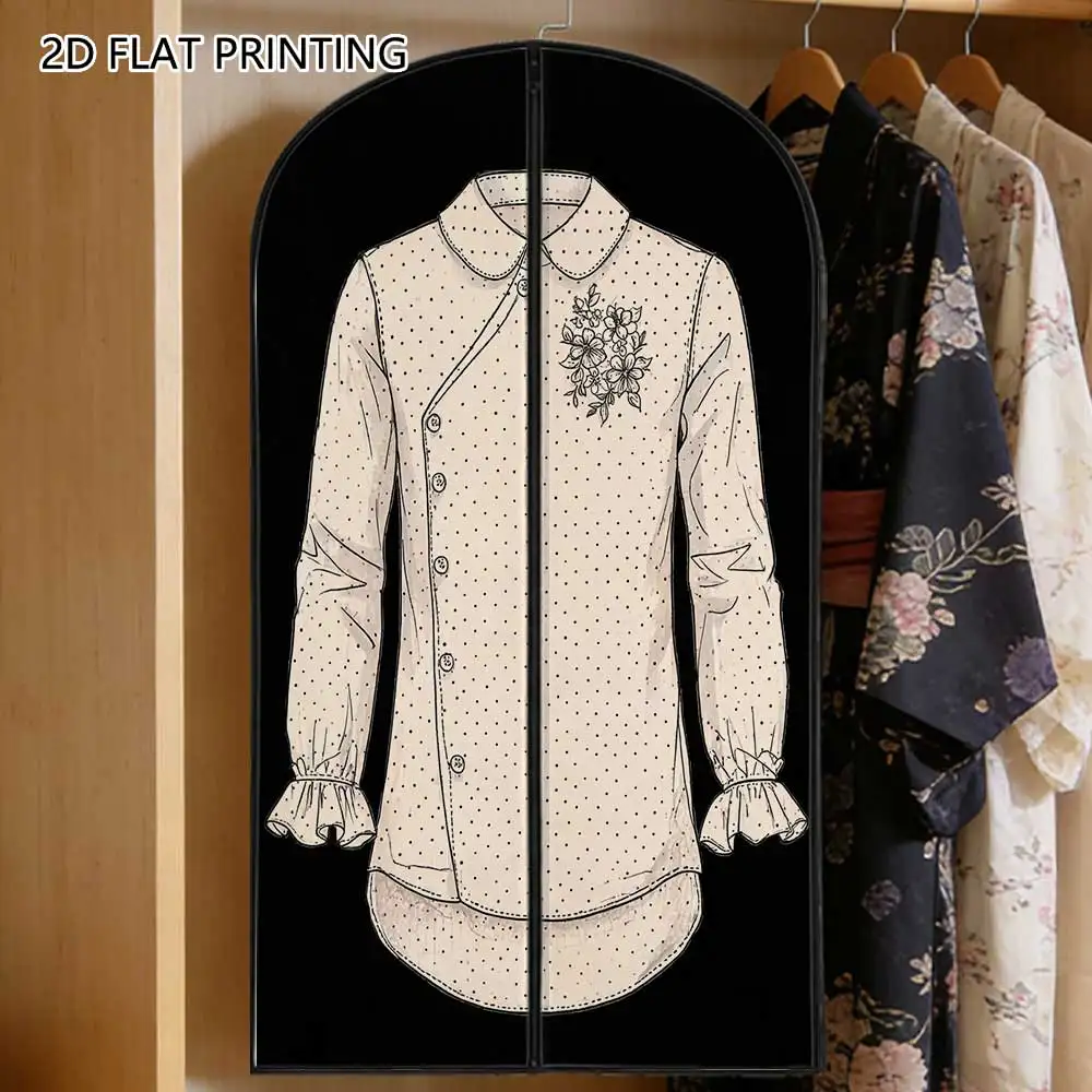 1pc polka dot blouse Compressed Dust Cover Clothes Compression Hanging Storage Bag Household Wardrobe Organizer
