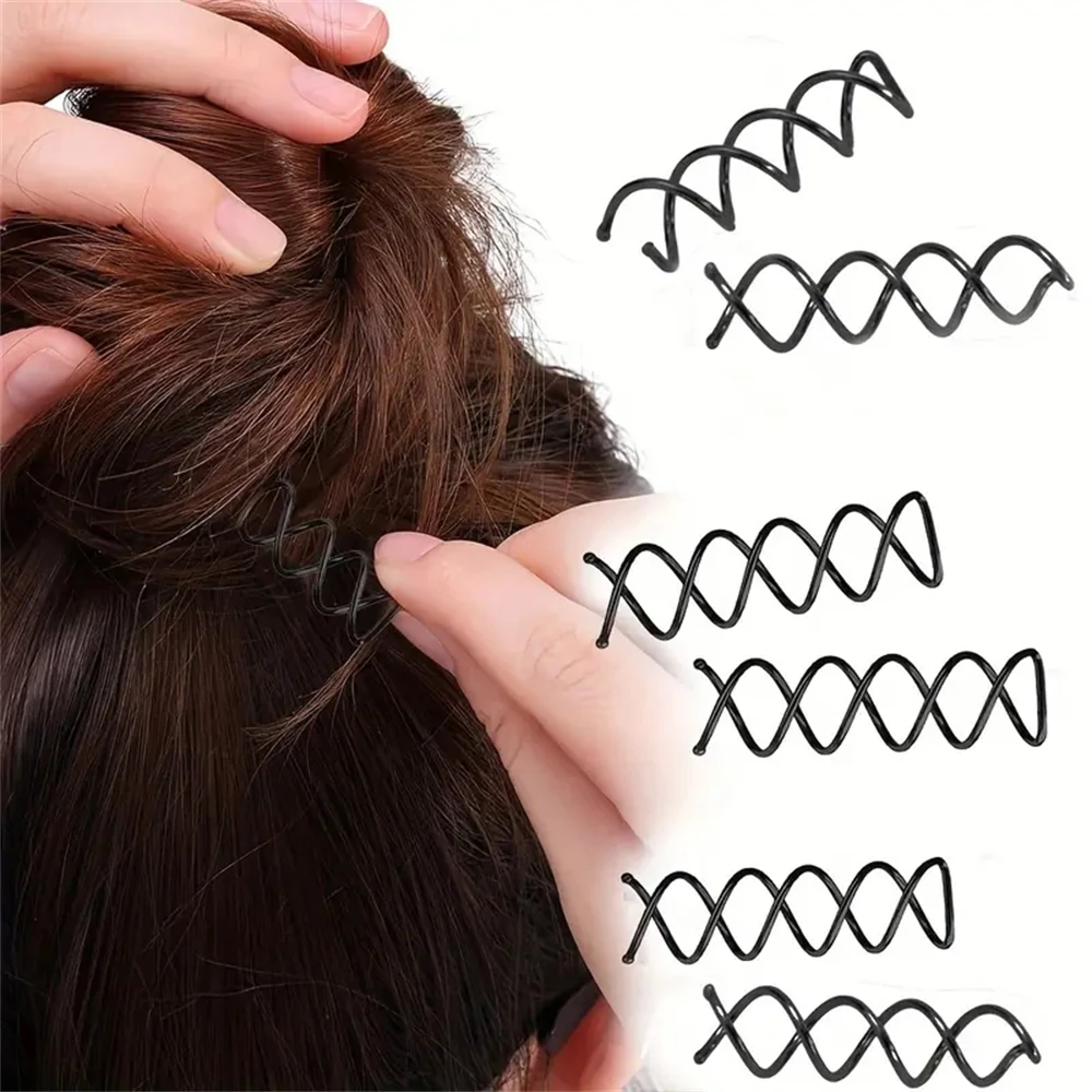 

10pcs/Pack Spiral Hair Pins Spin Pins Non-Scratch Round Tips, Twist Screw Hair Pin For Women Bun Hair Style Diy Black