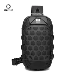 Ozuko masculino anti-roubo crossbody sacos masculino à prova dwaterproof água carregamento usb pacote de peito viagem curta mensageiro estilingue saco de ombro saco de peito