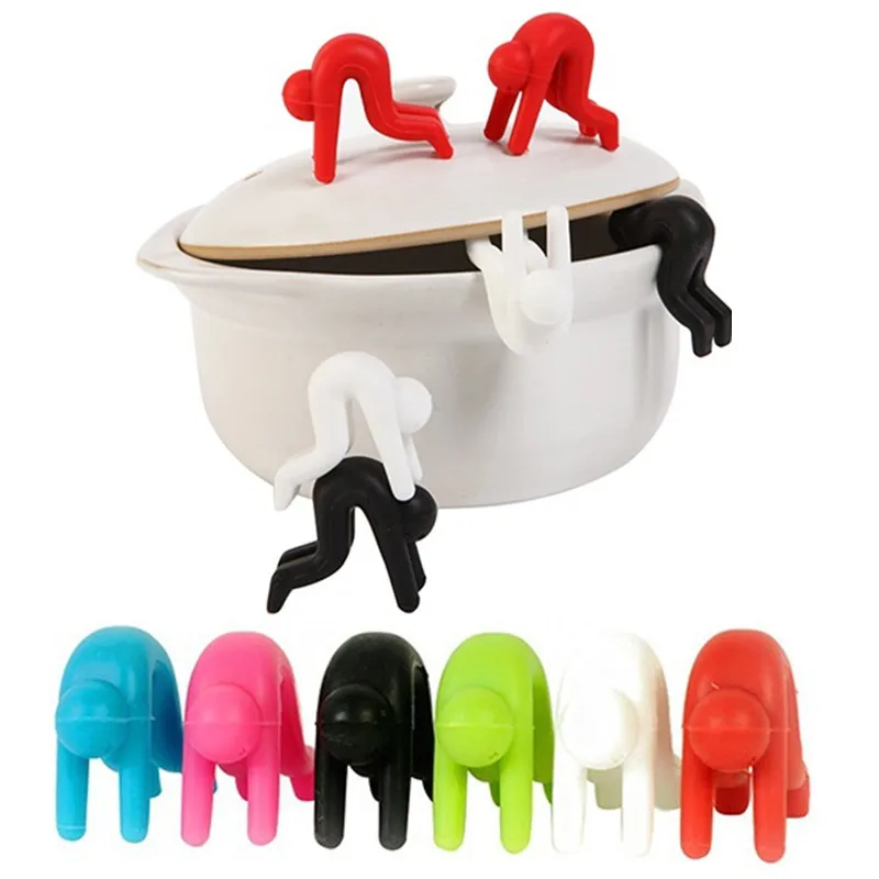 2 Chiếc Sáng Tạo Vỏ Nồi Phụ Kiện Nhà Bếp Gia Đình Chảo Chiên Nồi Chống Tràn Thiết Bị Nắp Silicon Lắp Đũa Giá Đỡ