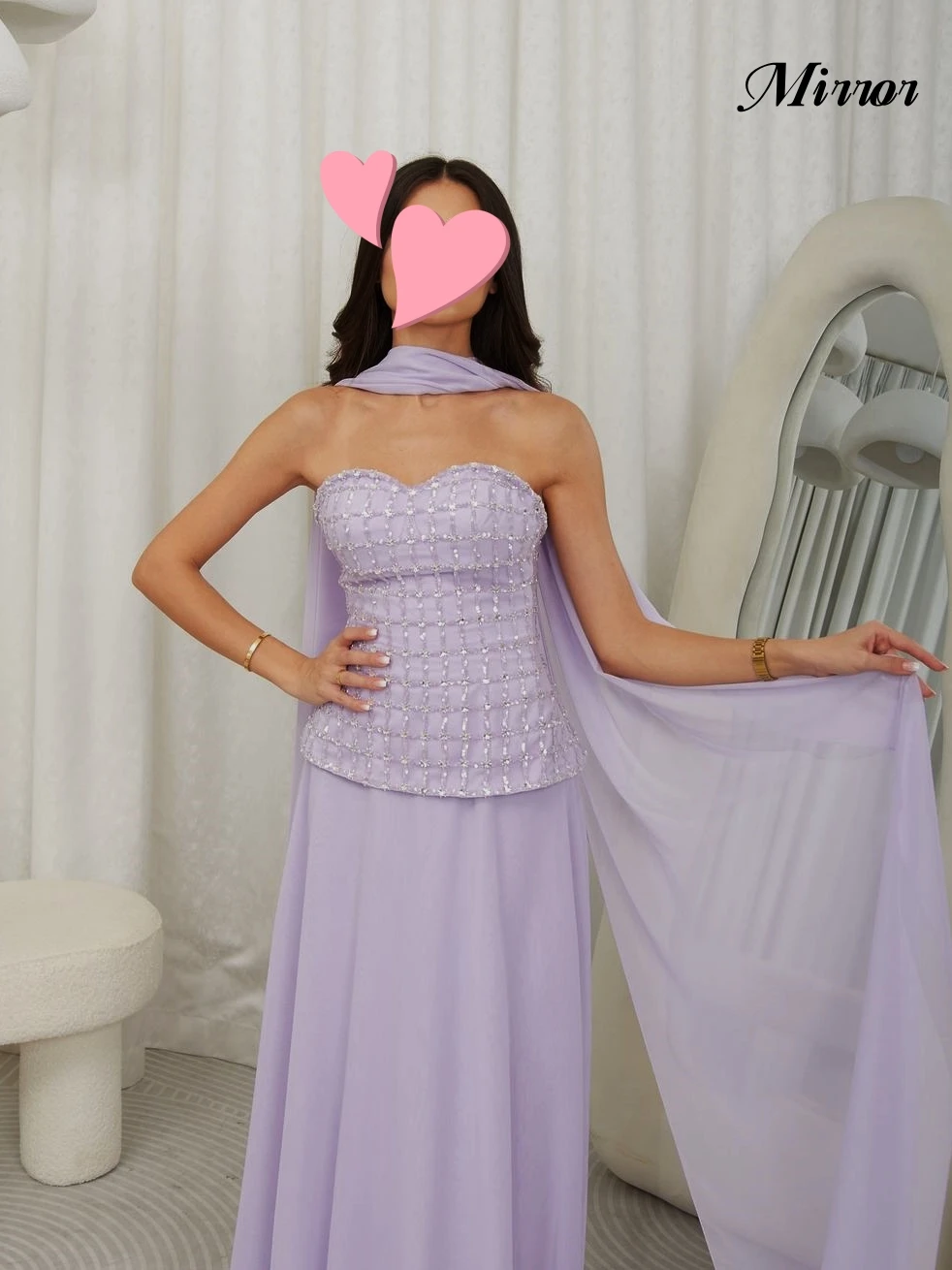 Mirror Dress Elegant Vintage Sweet Lilac Beads Sequins Lace Chiffon Customize Formal Occasion Prom Dress Evening Party Gowns