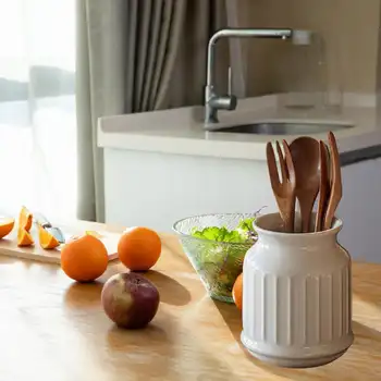 Držák na příbory, stylové lžíce, hůlky, vidličky, dárek k nastěhování, dekorativní praktická nádoba, víceúčelový keramický hrnec na příbory 8 nejlepší prodej držák na lžíce a vidličky na jídelní stůl - №1