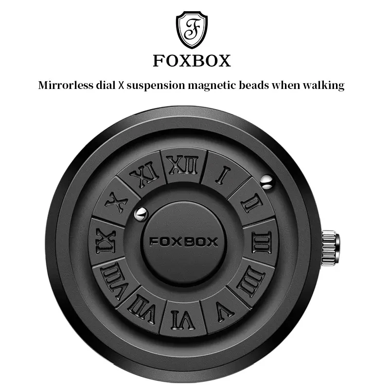 FOXBOX Man Watch LIGE Brand Creative Stainless Steel Band Scrolling Beads Quartz Watches for Men Magnetic Force Waterproof Clock