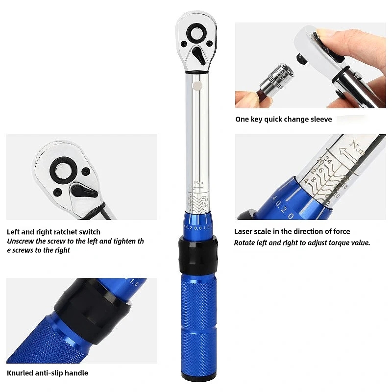 Bicycle maintenance tool set torque wrench 2-24N. m high-precision adjustable mechanical torque wrench 15 piece set