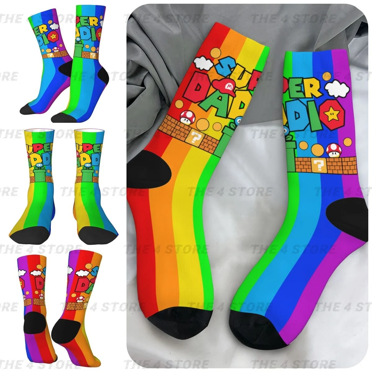 

Super Daddio DAD High elasticity polyester fiber cosy Unisex Hip Hop Happy 3D color printing Socks