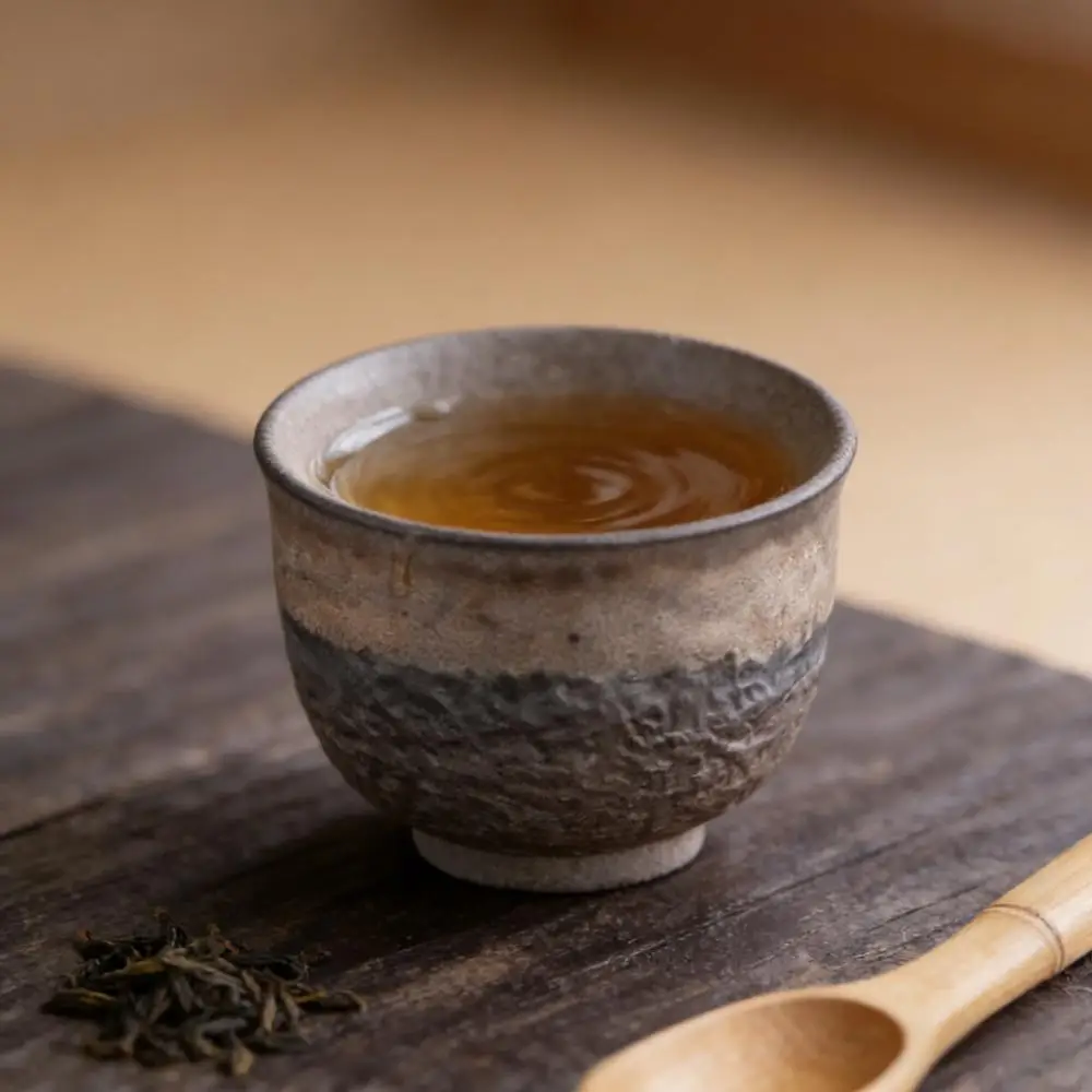 Vintage Handmade Stoneware Teacup Japanese Rustic Ceramic Master Cup for Kung Fu Tea Home Use Creative Teacup Stone PatternedCup