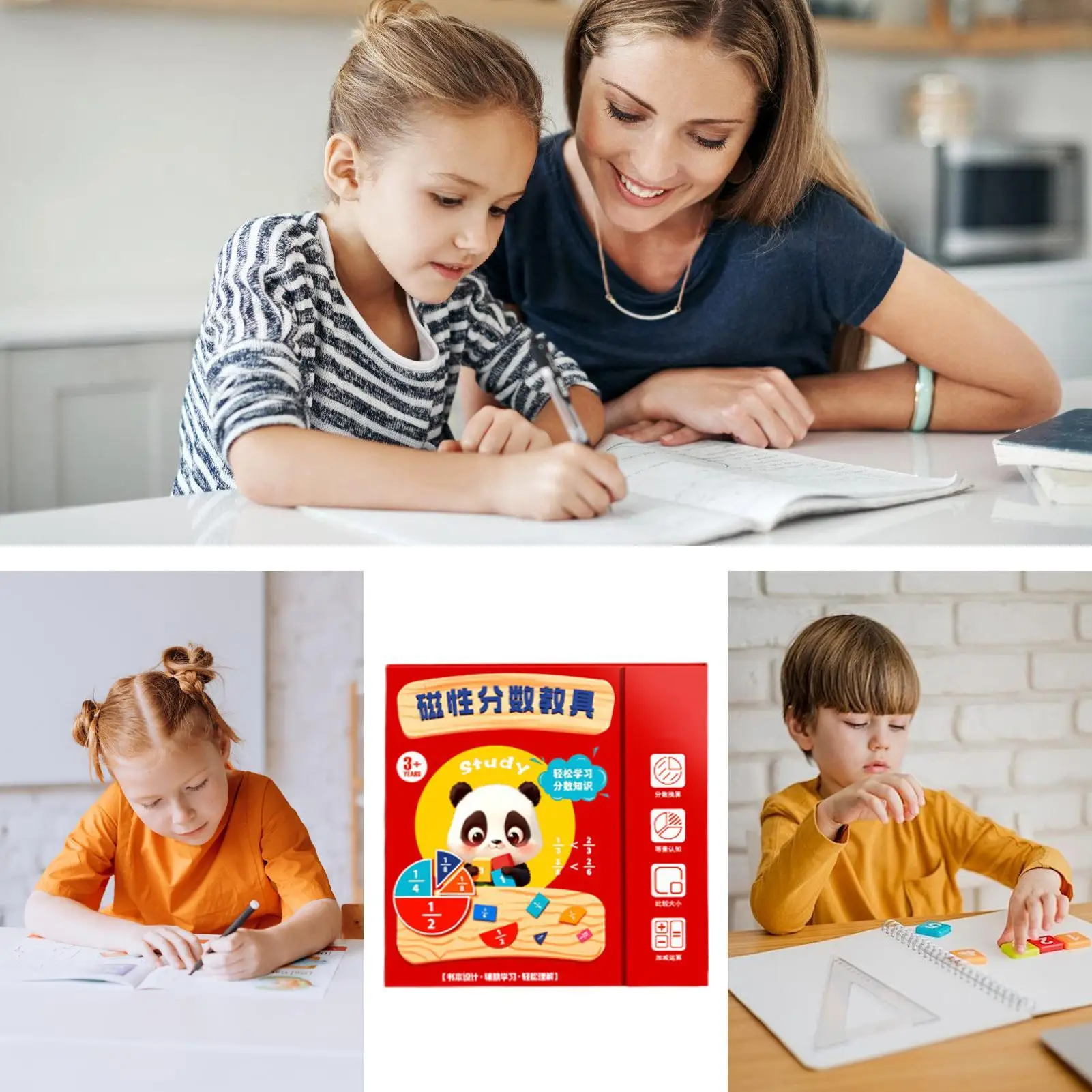 Bruchkreise, magnetische Bruchstangen, mathematische Manipulationen für Lernaktivitäten, Klassenzimmer, Unterricht, Schule, Demonstrationsspiel