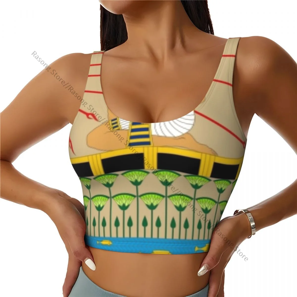 

Жилет для йоги, женские спортивные укороченные топы для спортзала, египетская девушка, плавающая на лодке, уличная одежда для тренировок, дышащая майка, женская