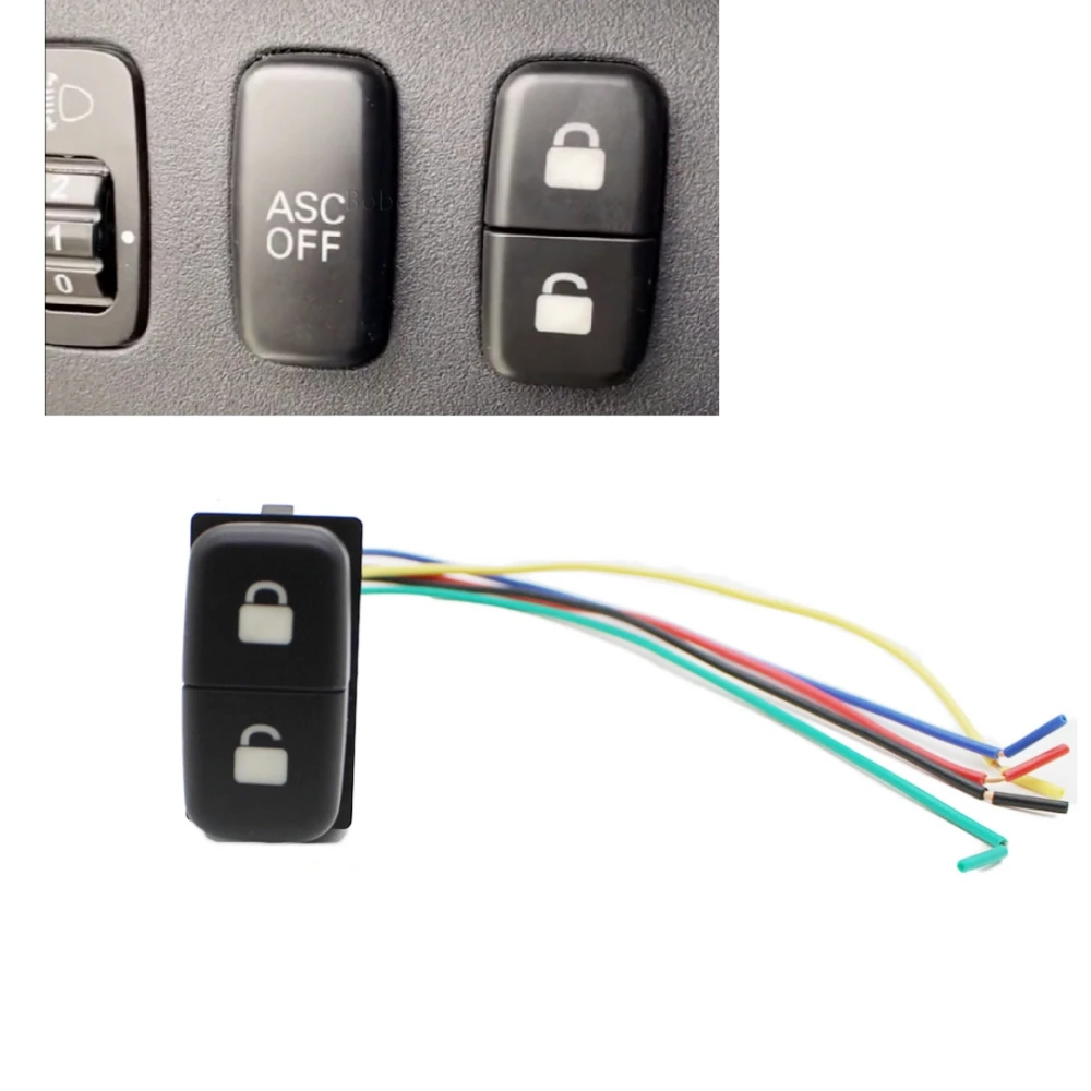 For Mitsubishi Lancer EX Pajero V73 V93 V97 LED Light Car Dual Switch Central Door Lock Unlock Push Button Switch