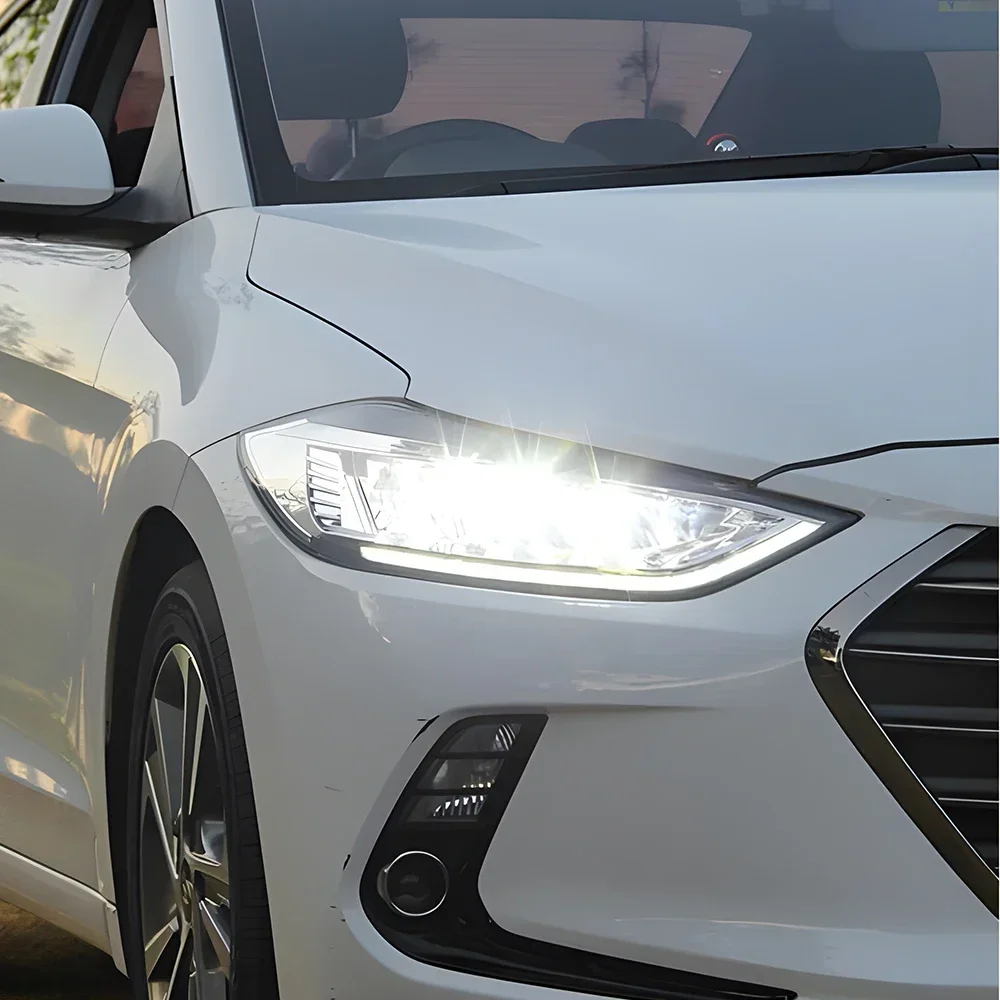 For Modern Elantra 2016-2020 Automatic Headlight Assembly LED Upgrade Angel Eye Style Projector Lens Accessories