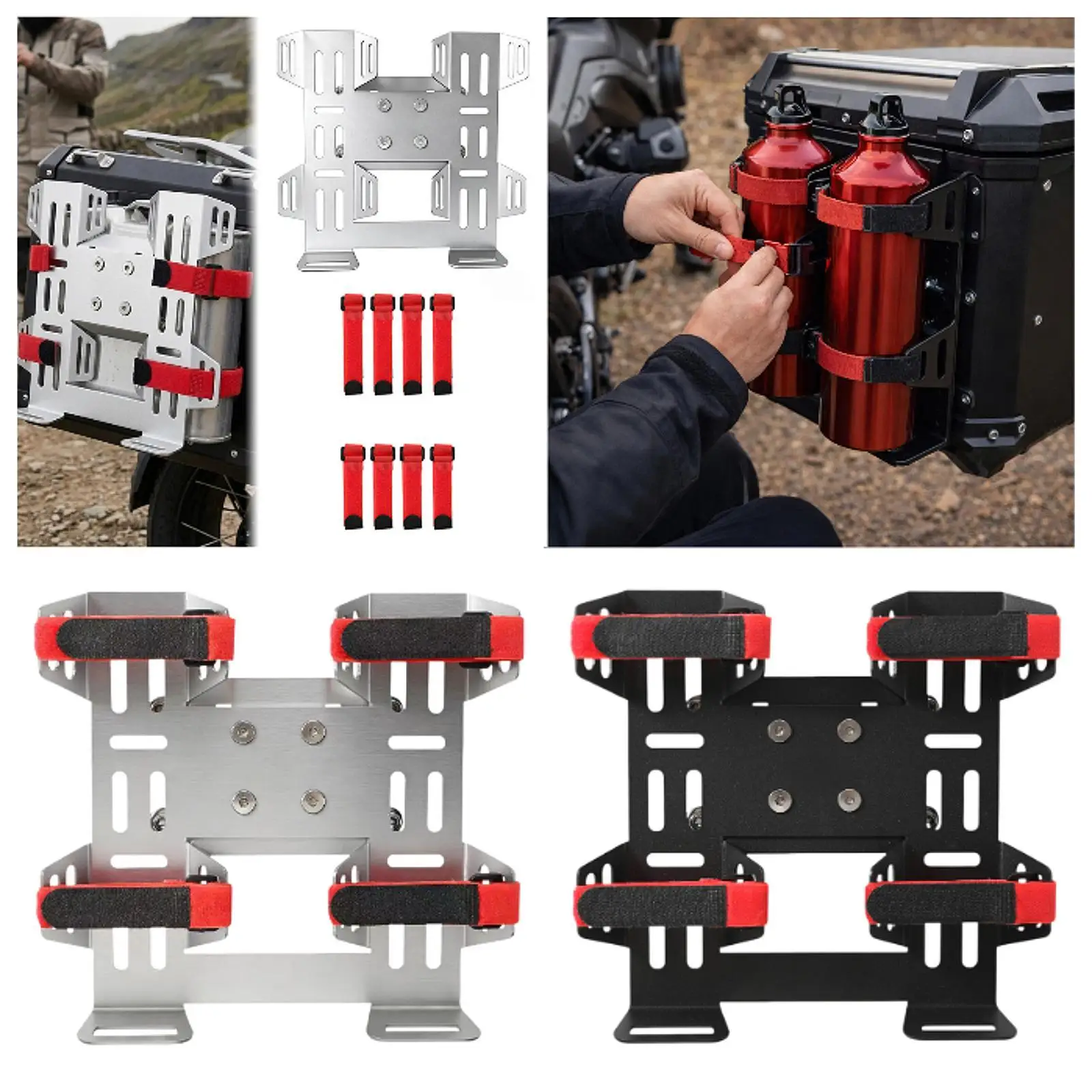 

Luggage Shelf Motorcycles Bottle Holder Aluminum Storage Bracket Oil Fuel Canister Plate for Riding Essentials