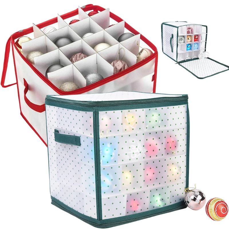Boîte de rangement de boules de noël à 64 grilles, organisateur de décorations d'arbre de noël, diviseur de rangement de boules, boîte de rangement de jouets