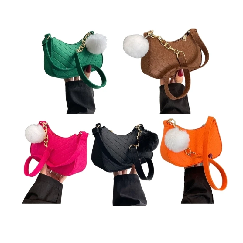 Felt Handbag for Women Convenient Shoulder Bag for Cell Phones Keys and Makeup Accessories