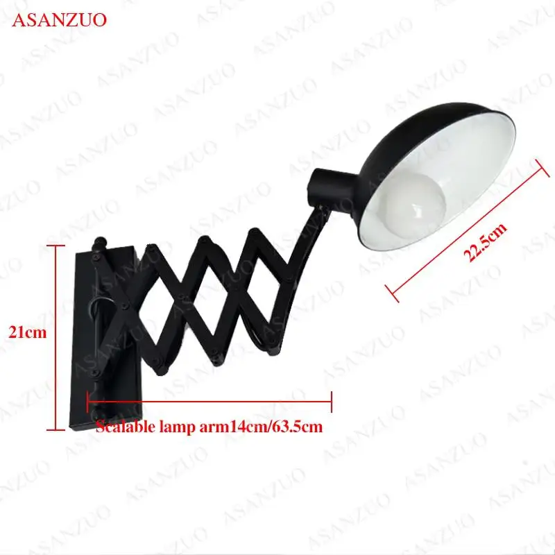 ASANZUO American Retro Industrial Wall Lamp Restaurant Loft  Adjustable Telescopic wall sconce Living Room E27 Lighting fixtures image 6