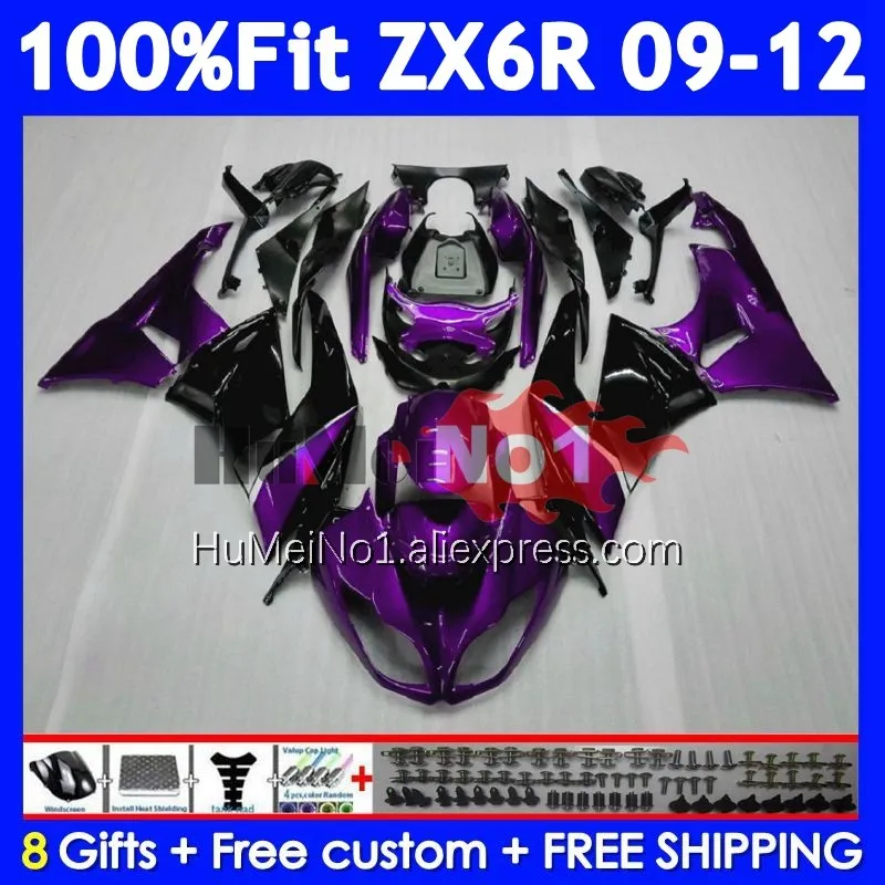 OEM Kit For KAWASAKI NINJA ZX636 ZX 6R 636 ZX600 208No.58 ZX-6R ZX6R 09 10 11 12 ZX-636 2009 2010 2011 2012 Fairing Purple black