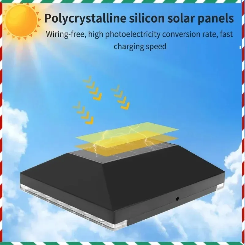 

2 Pack Solar Post Cap Lights Outdoor Fence Post Deck Cap Lamp Solar Powered Deck Lights for 3.5x3.5 4x4 Posts in Garden Decor