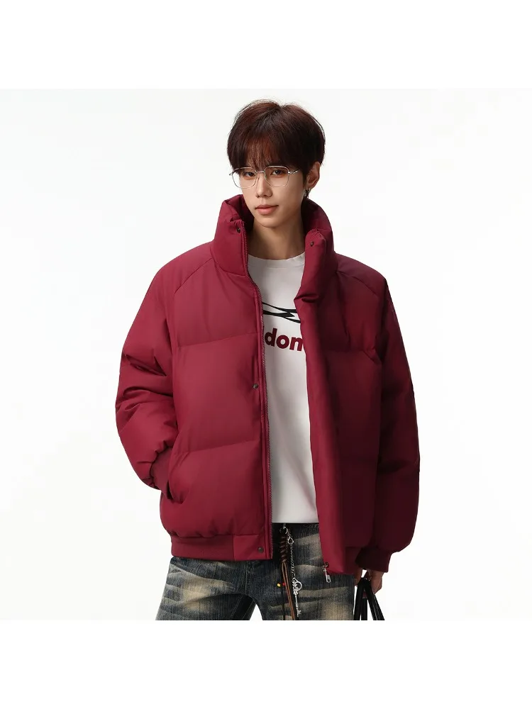 Kurtka unisex z nowej skóry PU i bawełny na rok 2025, w stylu high-street, jednolita, zimowa, ocieplana, pikowana, odporna na zimno, casualowa parka.