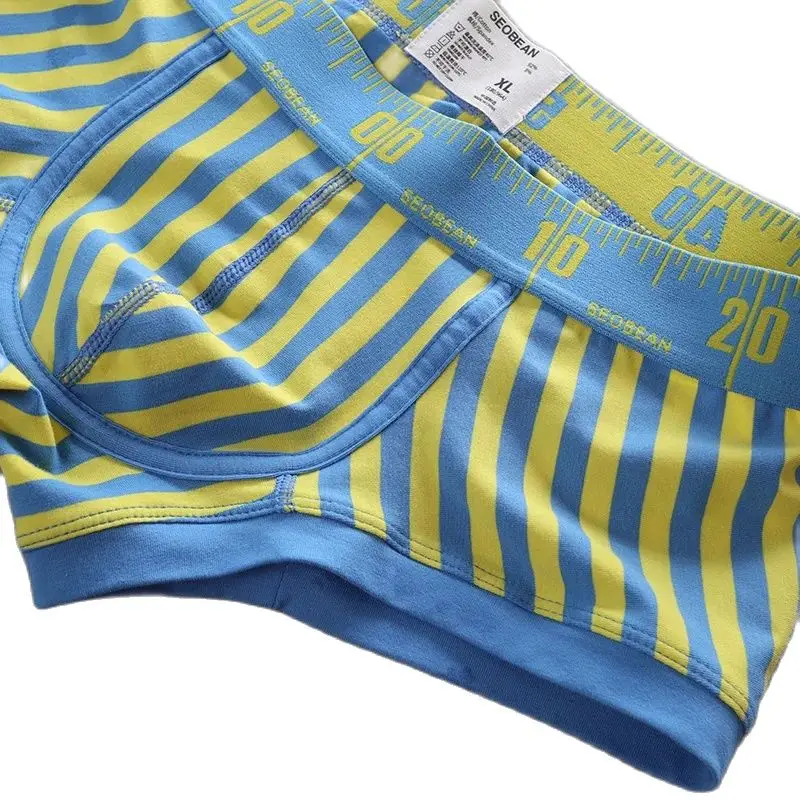 New Striped Boxer Briefs  Men's Comfortable Underwear Breathable Cotton Trunks with Elastic Waistband view 6