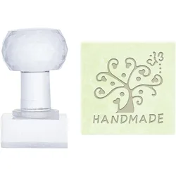 Handmade Soap Stamp Flower Acrylic Stamp with Handle Tree Soap Embossing Stamp Soap Chapter Imprint Stamp for Handmade Soap