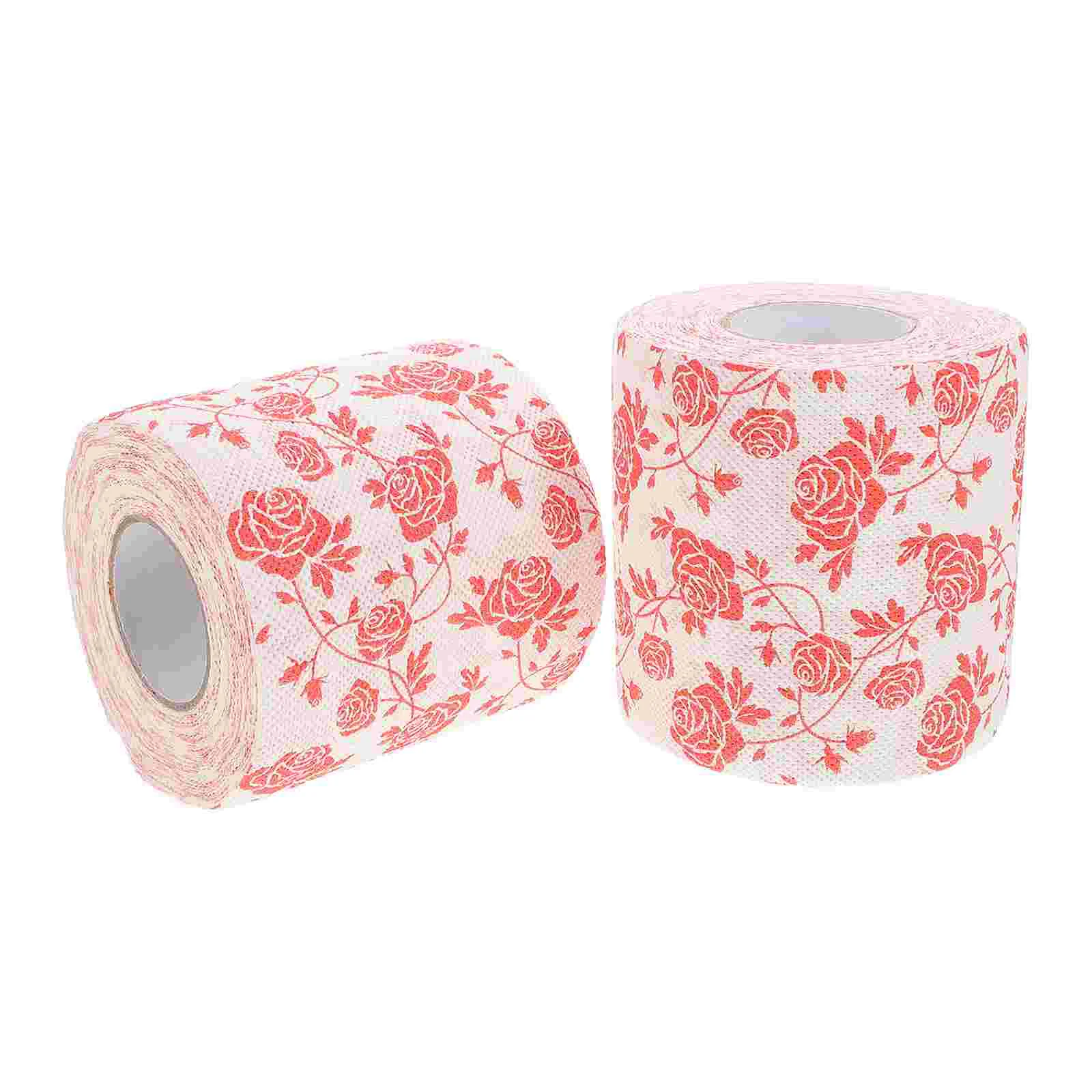 2 pçs papel higiênico floral tecido decorativo cor novidade polpa de madeira aniversário banheiro