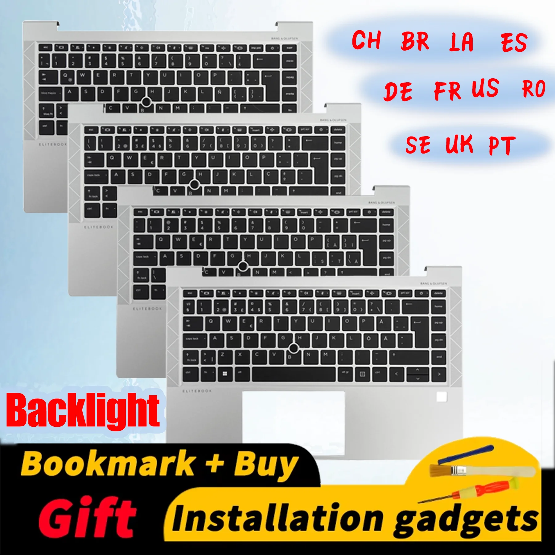 

Клавиатура с подсветкой для ноутбуков HP EliteBook 840 G7/845 G7/840 G8, раскладка BR, CH, DE, ES, FR, LA, PT, RO, SE, UK, US