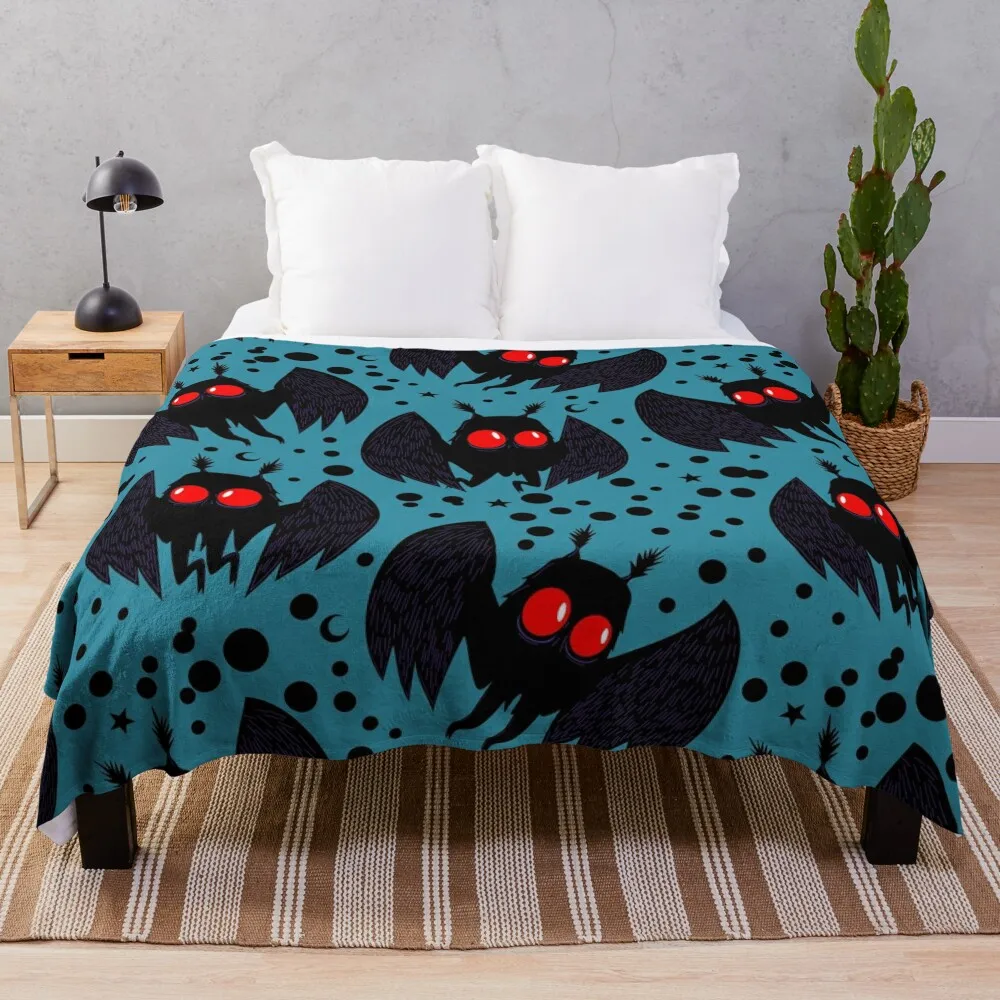 

Mothman Grey Blue Night Throw Blanket Warm Blanket Hairy Blanket